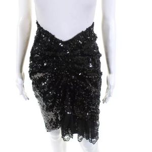 Preen By Thornton Bregazzi Womens Sequin Ruffle Darja Skirt Black Size Small